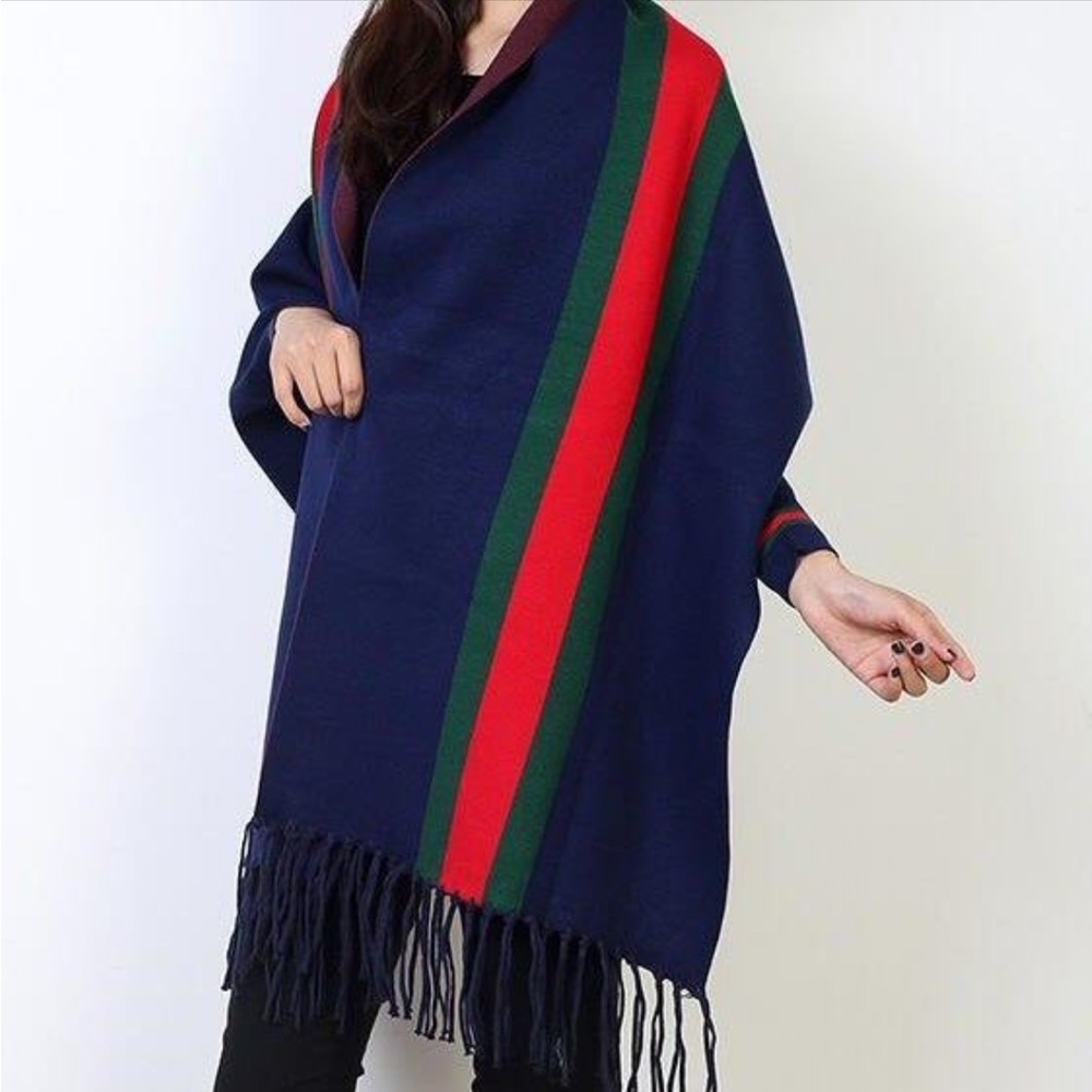 Navy Blue Sweater Shawl Scarf